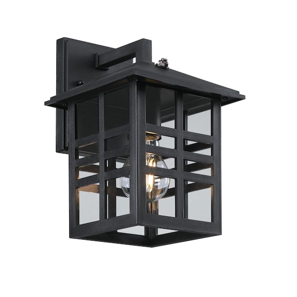 Fixture Wall Outdoor 60W Dusk To Dawn Caliste, Black Clear Glass